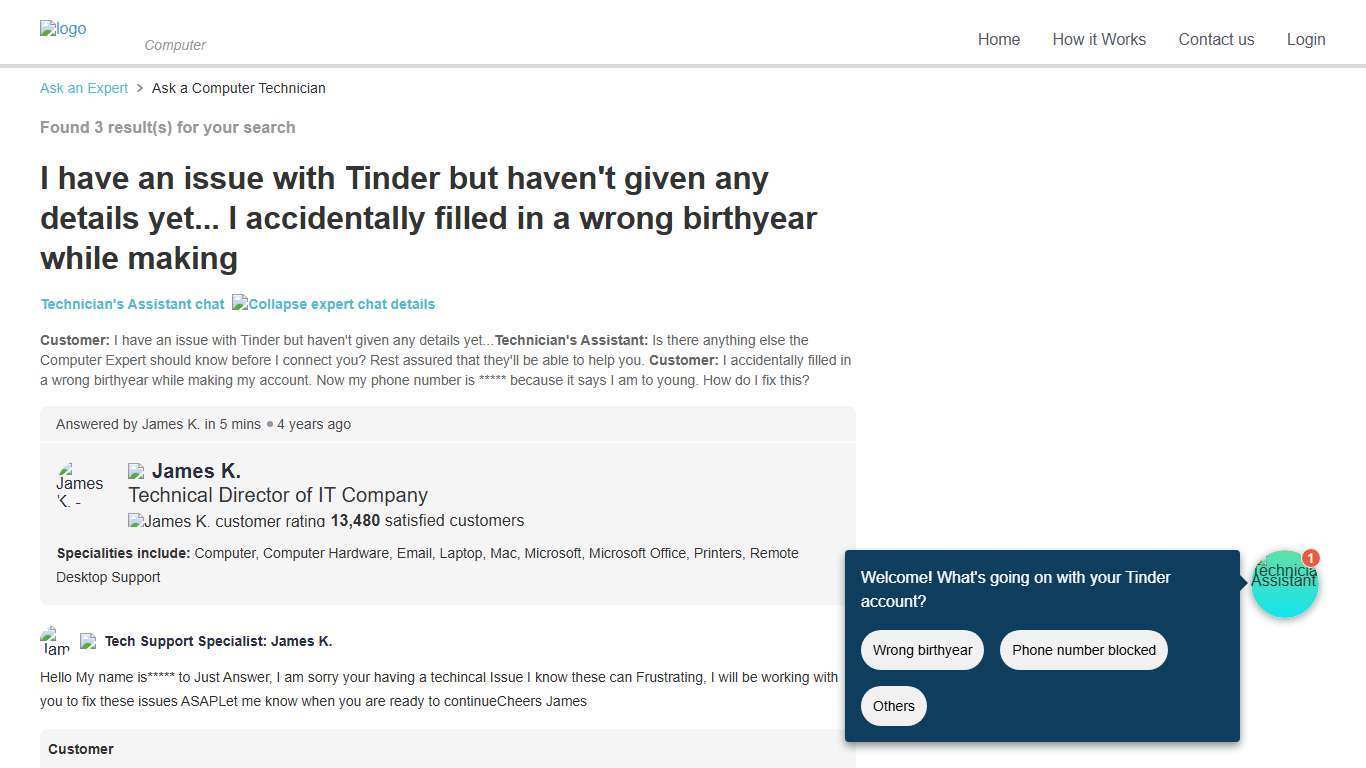 I have an issue with Tinder but haven't given any details yet... I accidentally filled in a wrong birthyear while making